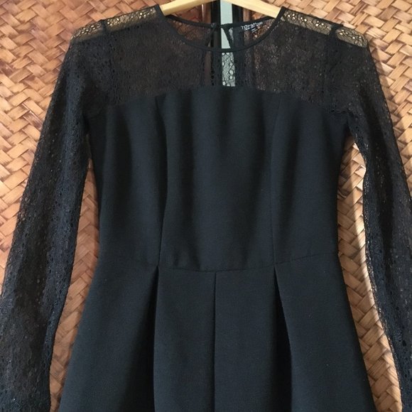 Shabby Chic Gothic Black Crepe and Lace Romper - Picture 3 of 16